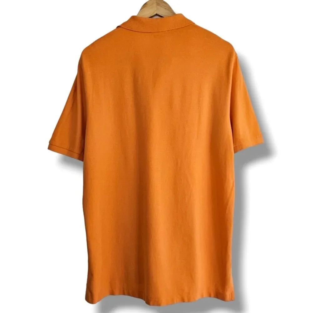 Ralph Lauren Polo Shirt Mens Size‎ L Short Sleeve Orange Navy Blue Pony Preppy